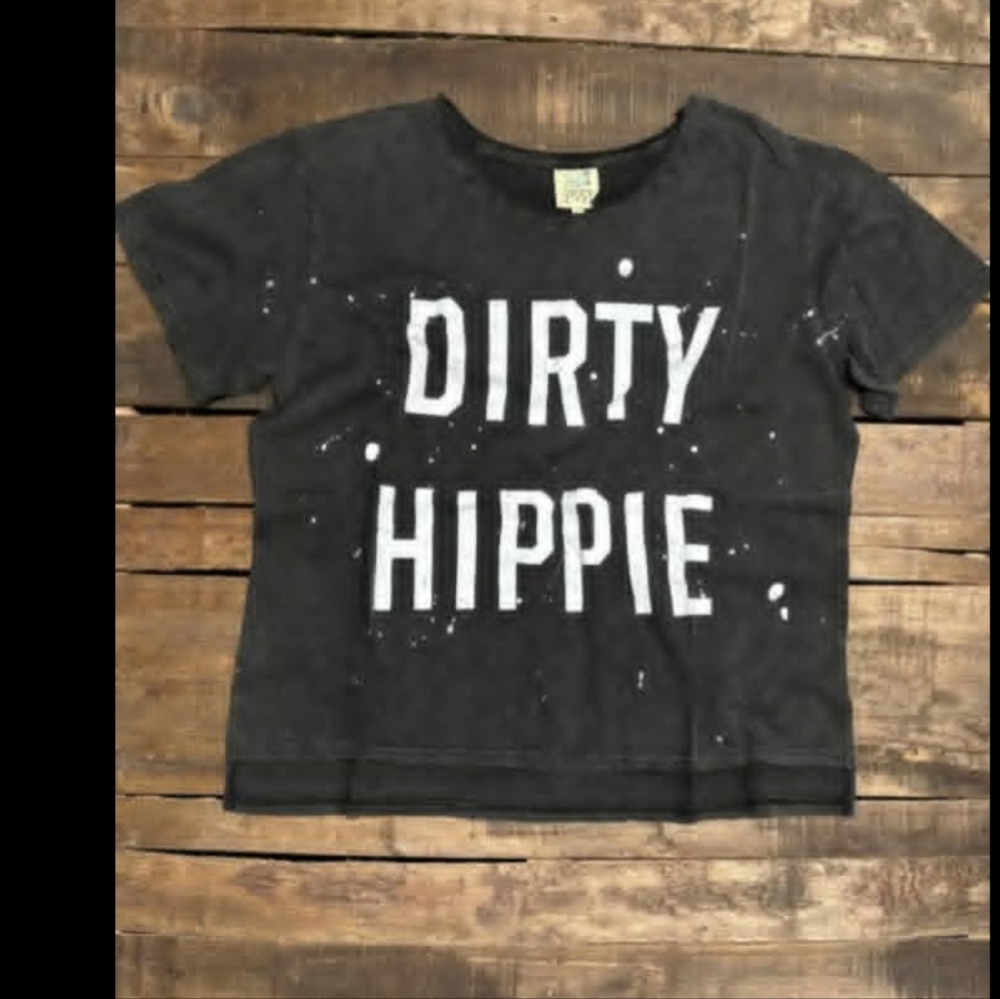 NWT! JADED GYPSY DIRTY HIPPIE Distressed BLACK O/S Tee